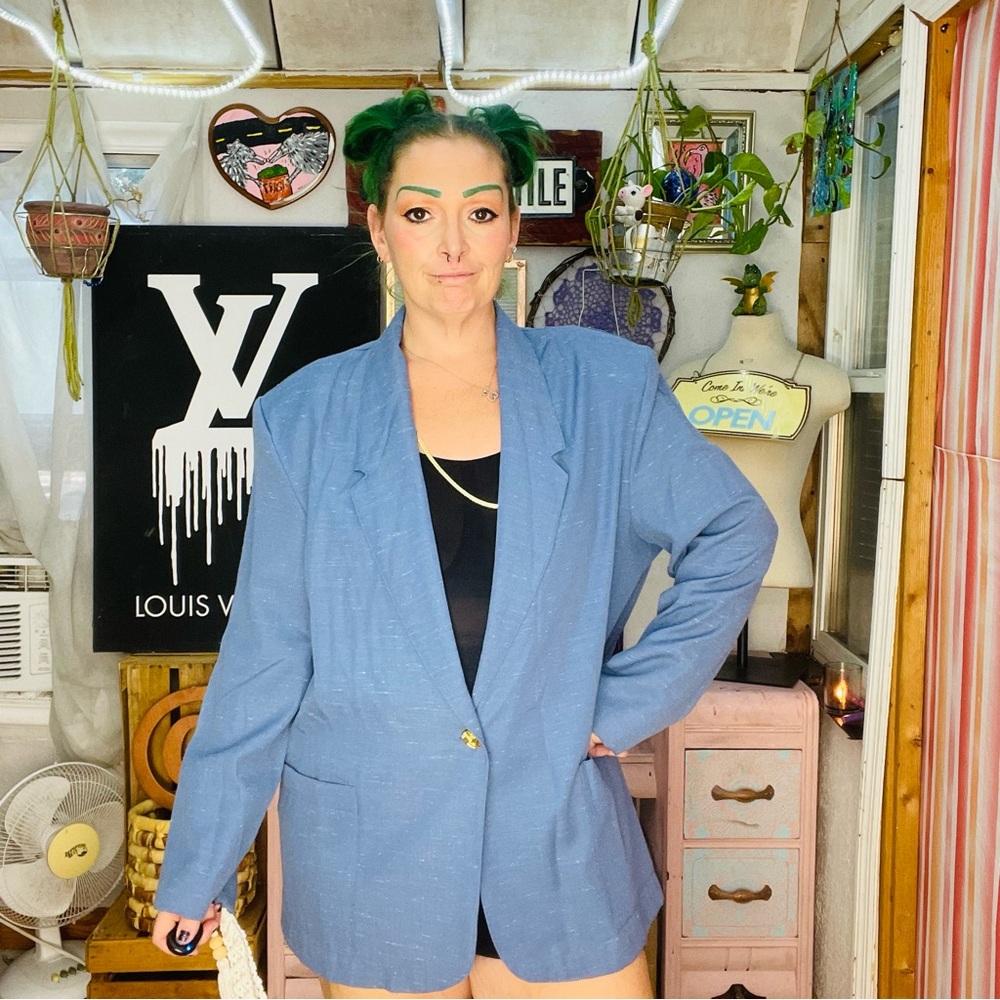 Vintage Attitudes Blue Oversized Blazer with Relaxed Fit size 12